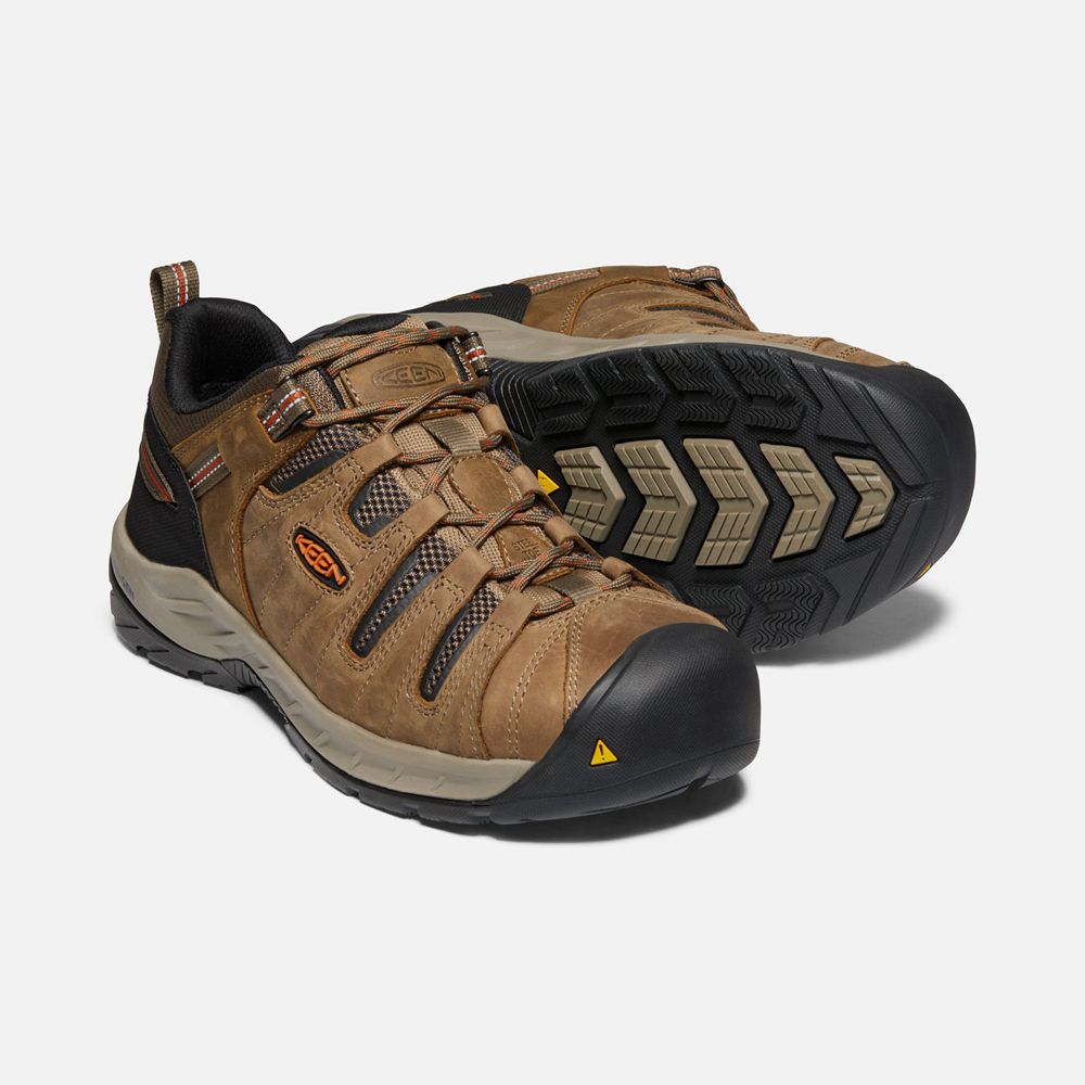 Zapatos de Trabajo Keen Mexico Marrom/Negros - Hombre Flint Ii (Steel Toe) - PV6314978